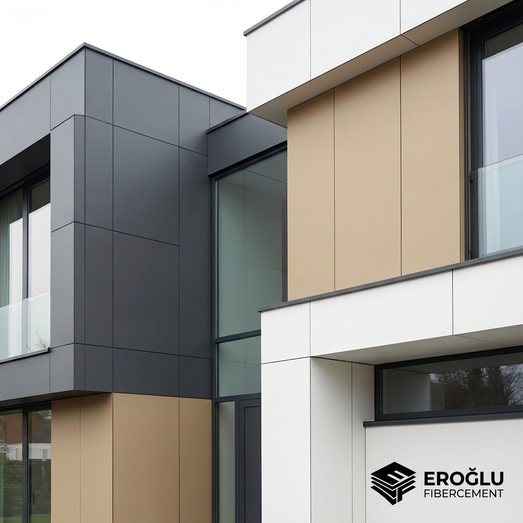 D&uuml;z desenli fibercement levha